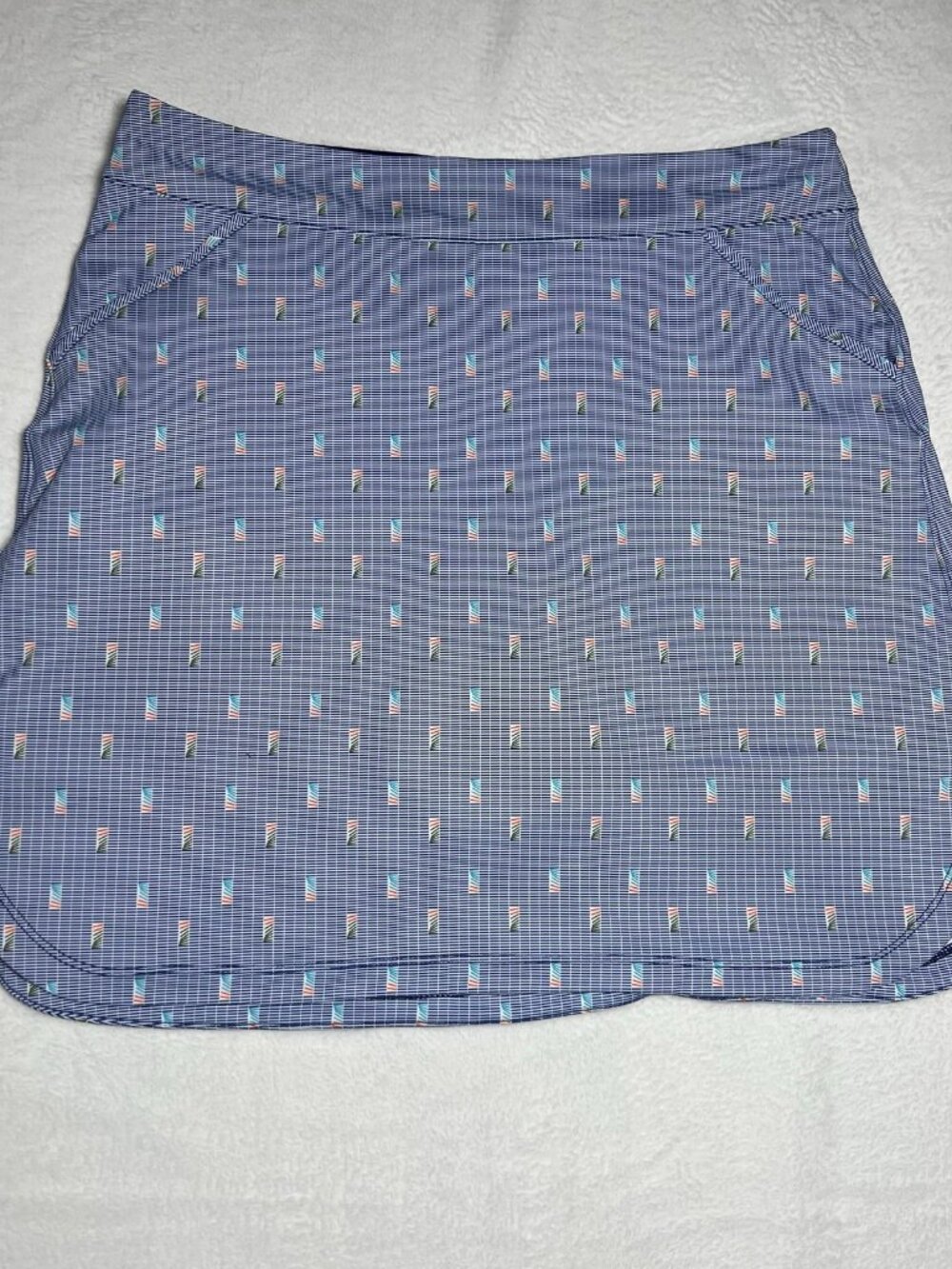 Peter Millar Performance Fabric Stacked Checked Pattern Golf Alice Skort L